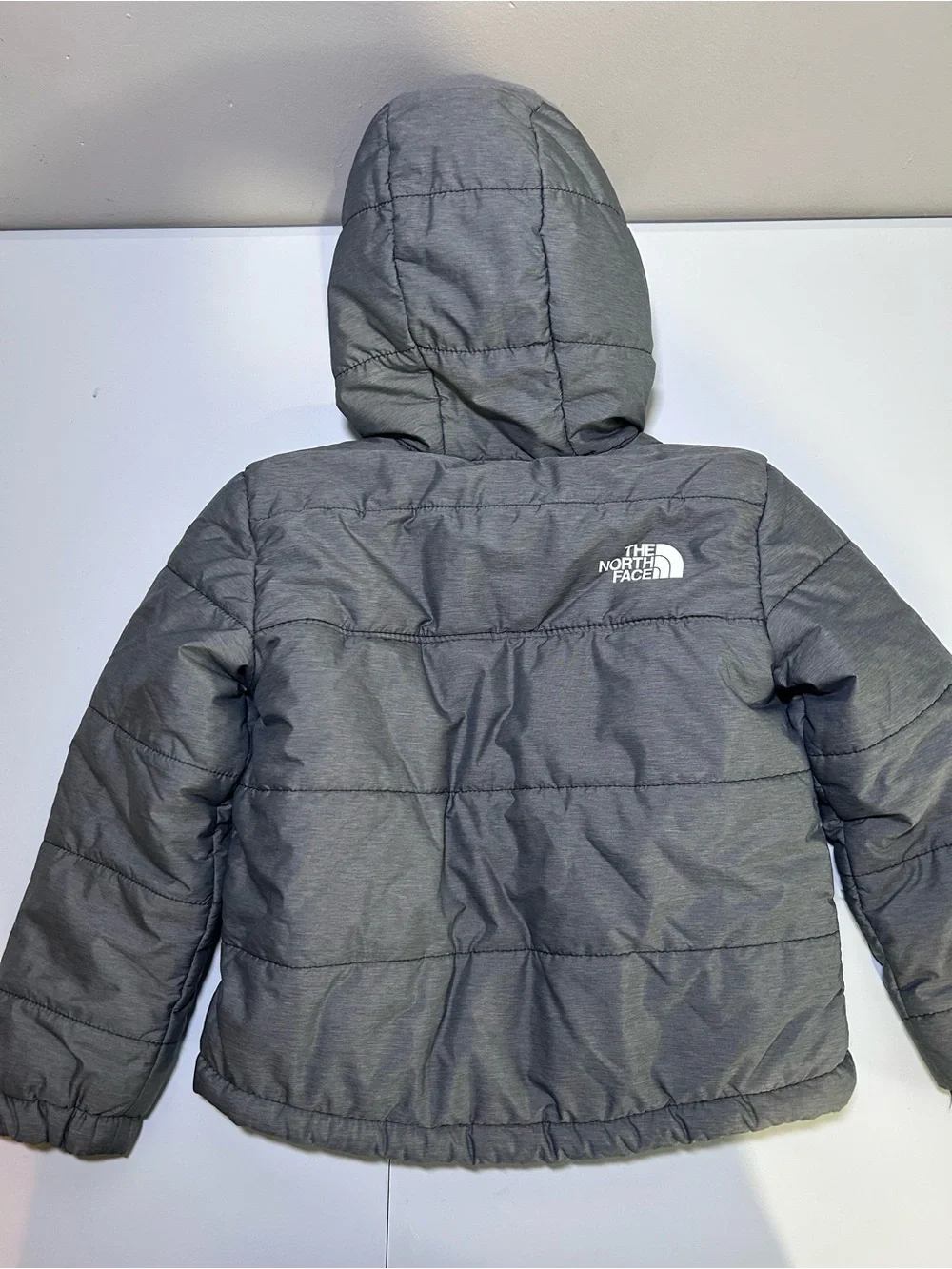 The North Face Toddler Size 3 Gray Hooded Sherpa Reversible Puffer Winter Jacket